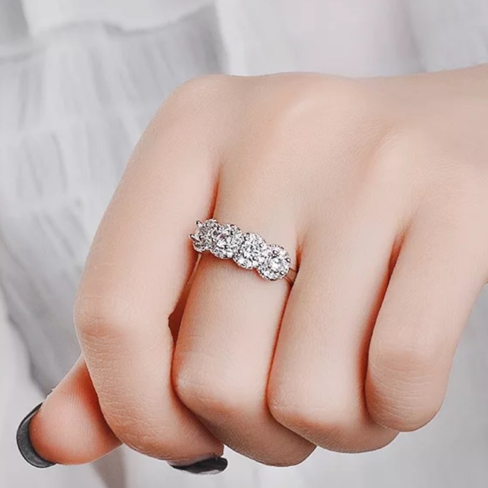 NEW💍925 STERLING SILVER ETERNITY DIAMOND RING - Picture 3 of 7